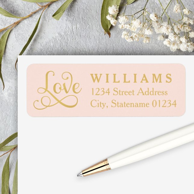 Blush Gold Love Script Wedding Address (Creator Uploaded)
