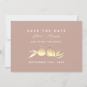 Blush Gold Lovebirds Wedding Save The Date