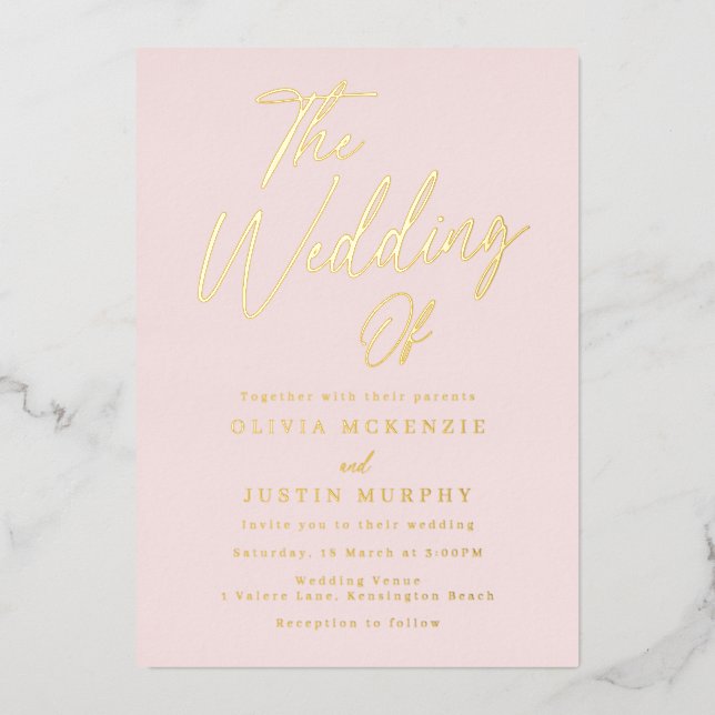Blush & Gold Modern Wedding Golden (Front)