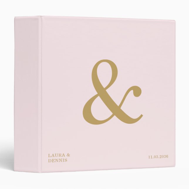Blush Gold Monogram Personalized Wedding Album Binder (Front/Spine)