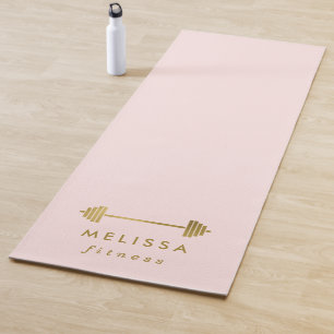 Blush & Gold Personalized Fitness Brand Yoga Mat