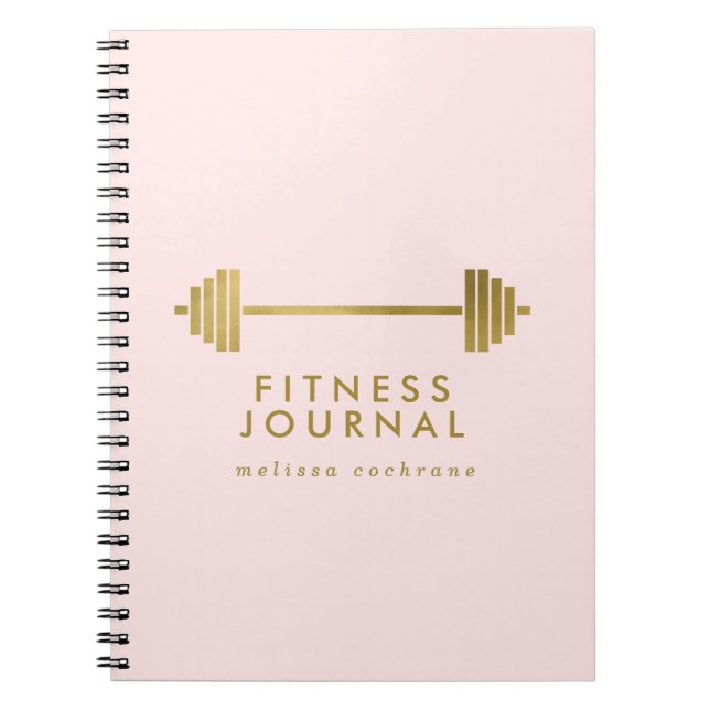 Blush & Gold Personalized Fitness Journal (Front)