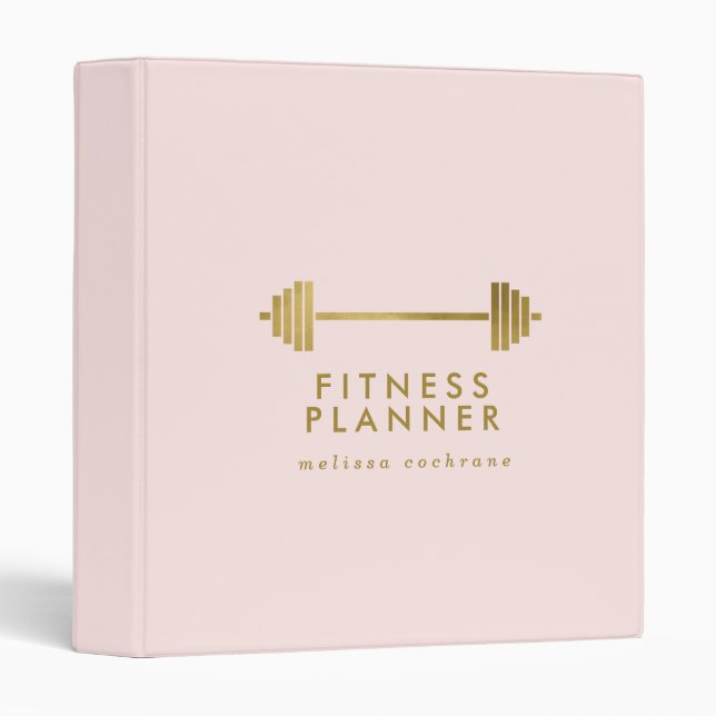 Blush & Gold Personalized Fitness Planner Binder (Front/Spine)