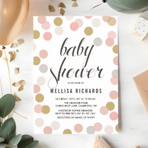 Blush Gold Polka Dots Baby Girl Shower Invitation