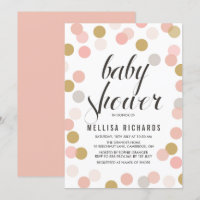 Blush & Gold Polka Dots Baby Shower Invitation