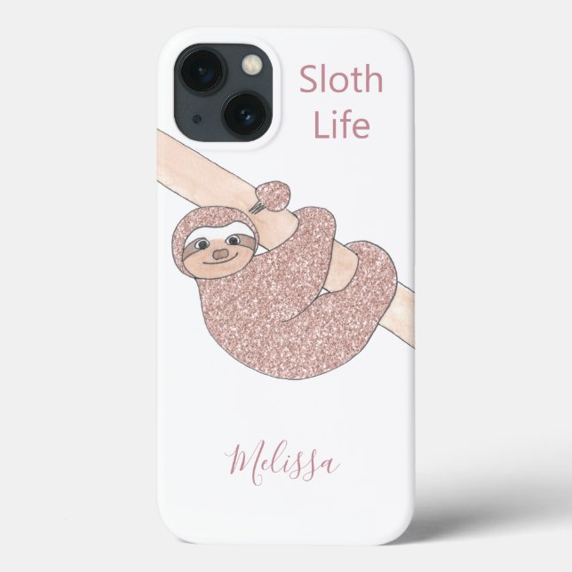 Blush Gold Sloth Life Personalized Case-Mate iPhone Case (Back)