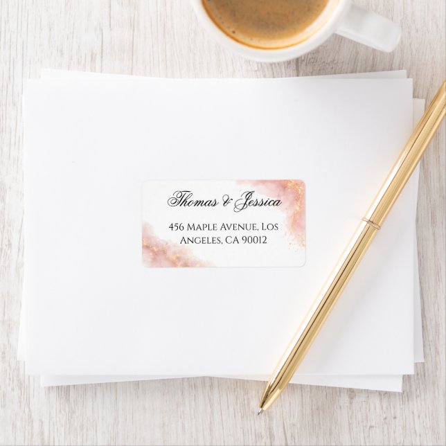 Blush Gold Sparkle Romantic Wedding Elegance Label (Insitu)