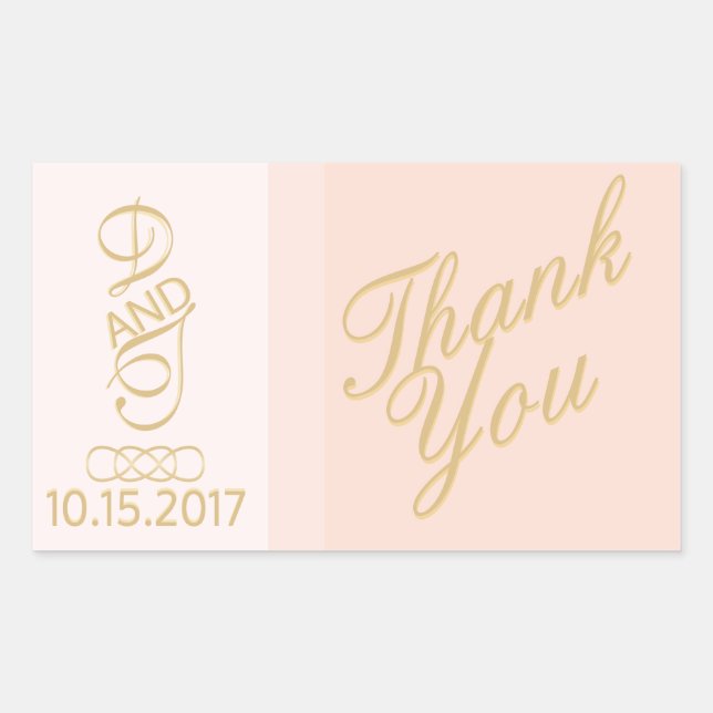 Blush Gold Thank You Stickers (Front)