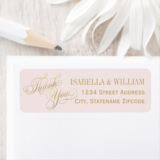 Blush Gold Thank You Wedding Return Address (Insitu)