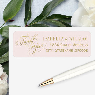 Blush Gold Thank You Wedding Return Address