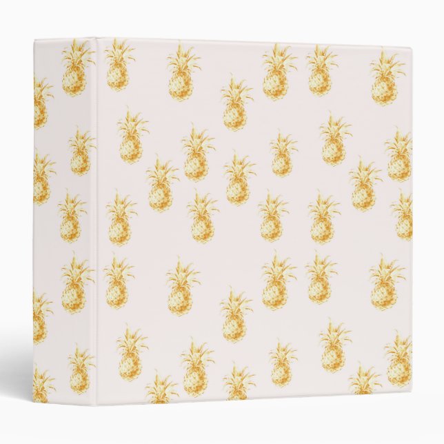 Blush Gold Tropical Pineapples Binder (Front/Spine)