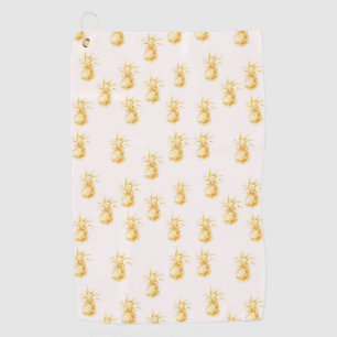 Blush Gold Tropical Pineapples Golf Towel