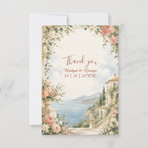 Blush Gold Tropical Wedding Getaway Luxe Thank You Card