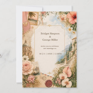 Blush Gold Tropical Wedding Journey Luxe Invitation