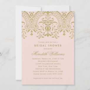 Blush Gold Vintage Glamour Wedding Bridal Shower Invitation