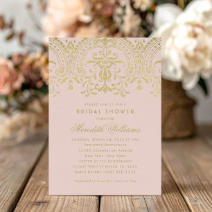 Blush Gold Vintage Glamour Wedding Bridal Shower Invitation