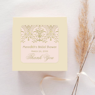Blush Gold Vintage Glamour Wedding Bridal Shower Square Sticker