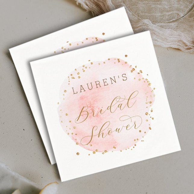 Blush Gold Watercolor Circle Bridal Shower Napkin (Creator Uploaded)