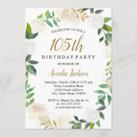 Blush Gold Watercolor Wreath 105th Birthday