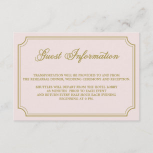 Blush & Gold Whimsical Script Guest Info Card