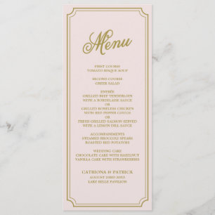 Blush & Gold Whimsical Script Menu Card