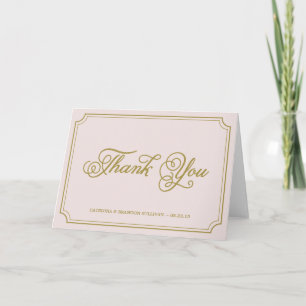 Blush & Gold Whimsical Script Thank You Card