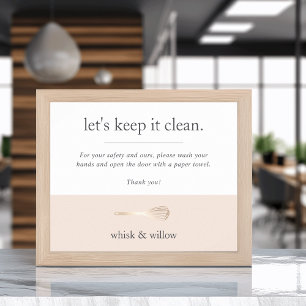 Blush & Gold Whisk Bakery Bathroom Handwashing Poster