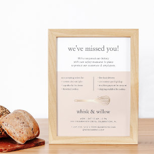 Blush & Gold Whisk Bakery Business Reopening Flyer