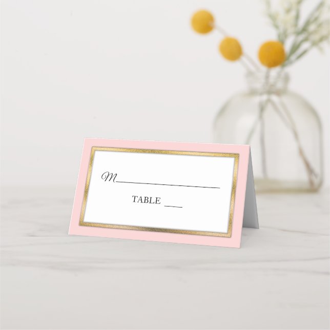 Blush | Gold | White Simple Elegant Place Cards (Front)