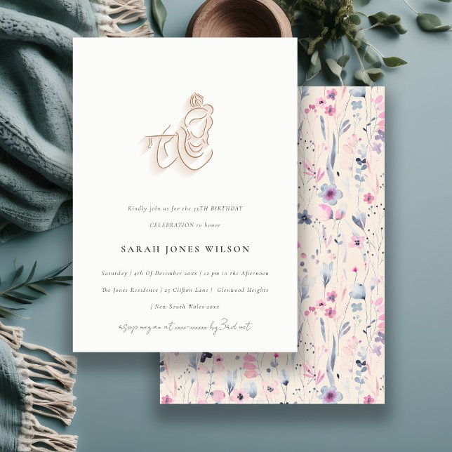 Blush Gold Wildflower Krishna Indian Birthday Invitation (Creator Uploaded)