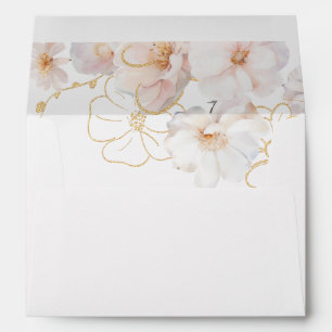 Blush Gold Wildflowers Elegant Enchanted Wedding Envelope