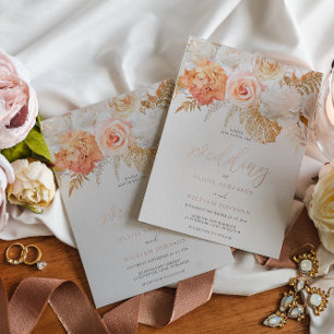Blush & Golden Floral Wedding Rose Gold