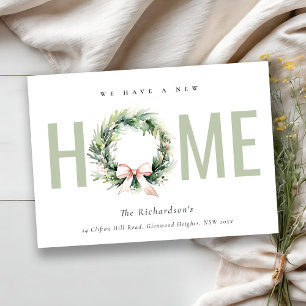 Blush Green Christmas Wreath Nouveau Faire-part