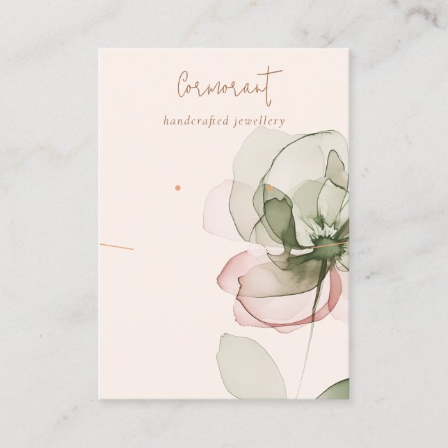 Blush Green Pink Flower Necklace Earring Display Business Card (Front)