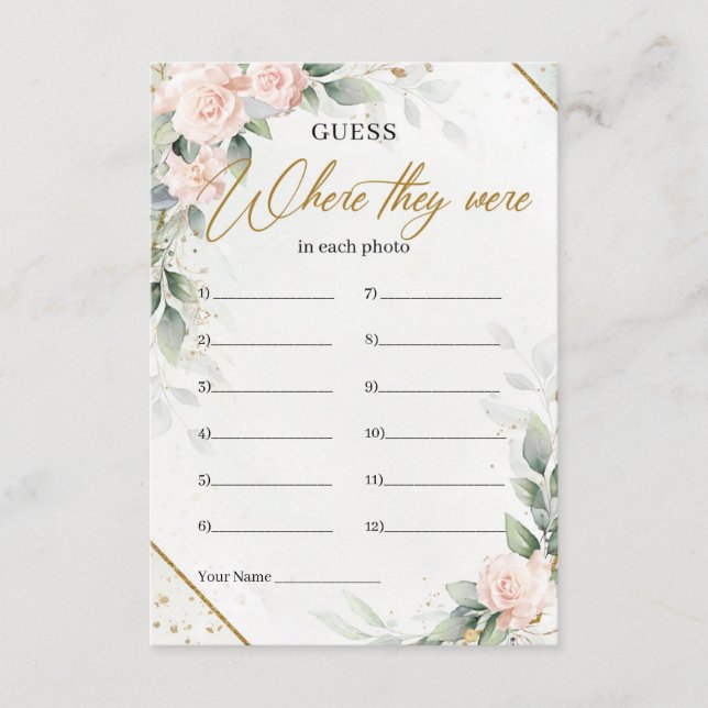 Blush greenery and gold frame Where they were Enclosure Card (Front)