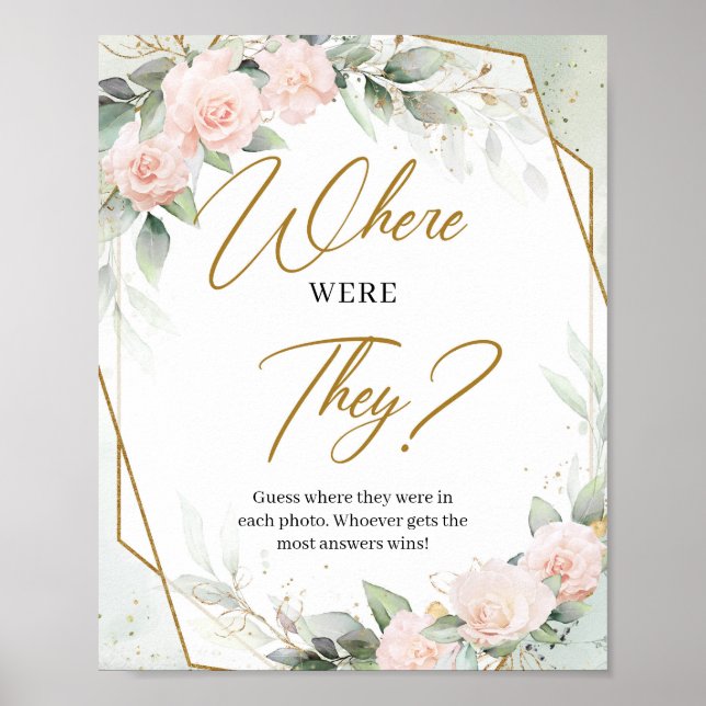 Blush greenery and gold frame Where were they Poster (Front)