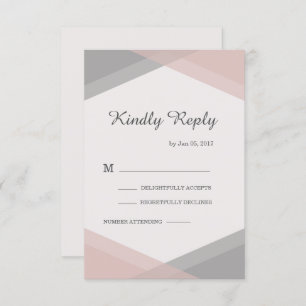 Blush grey geometric elegant modern wedding rsvp invitation