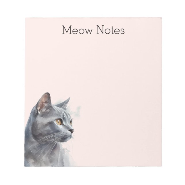 Blush Grey Kitty Cat Notepad (Front)