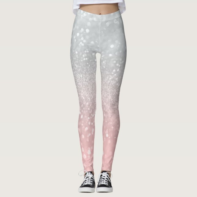 Blush Grey Princess Glitter #1a (Faux Glitter) Leggings (Front)