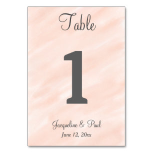Blush Grey Watercolor Wedding Table No. Cards