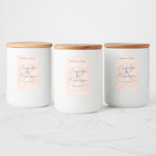 Blush Grey Wedding Monogram Thank You Food Label