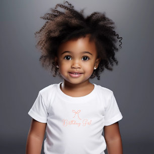 Blush Hand Drawn Bow Girl's Birthday Toddler T-shirt