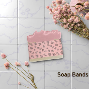 Blush Hand-Drawn Roses Leaves Soap Band Wrap Invitation Belly Band