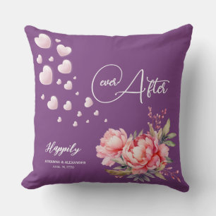Blush Happily Ever After Purple Pink Peony Wedding Throw Pillow