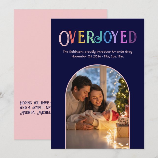 Blush Harmony Xmas Baby Faire-part de naissance Ph (Devant / Derrière)