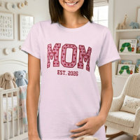 Blush Heart Mom Est Year Varsity Lettering Design