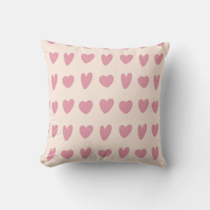Blush Heart Pattern Throw Pillow