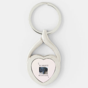Blush Heart Pet Photo with Paw Prints Keychain