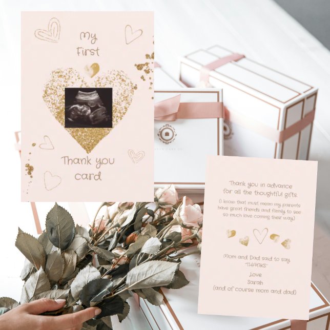 Blush Hearts My 1st Thank You Card Funny (Creator Uploaded)