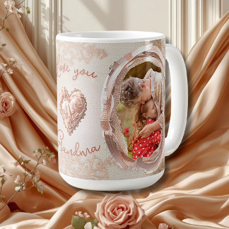 Blush Heirloom Heart Family Photo Keepsake Panel Coffee Mug